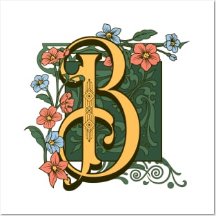 Art Nouveau Letter B, Ornamental Letter B, Art Deco Posters and Art